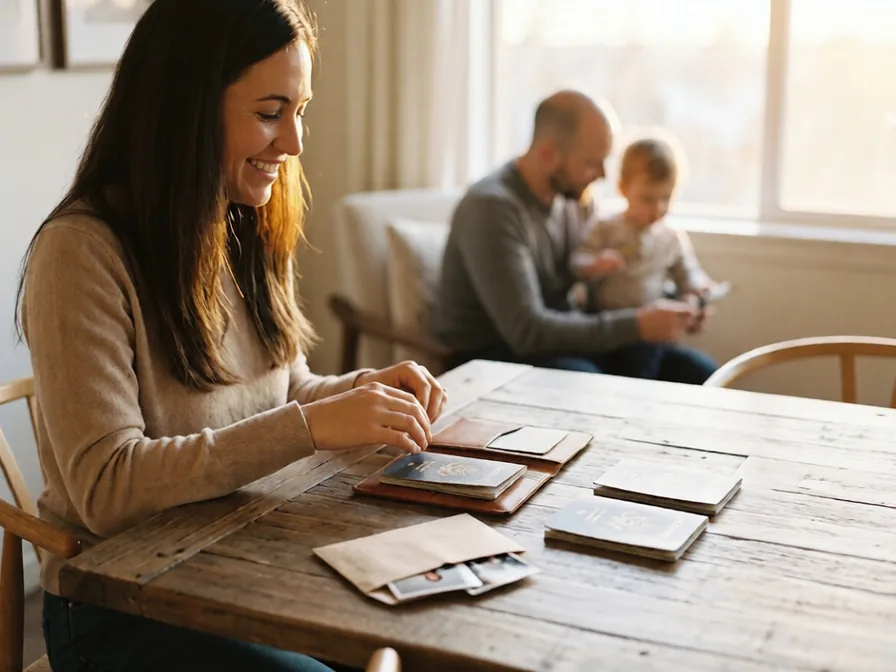 Family reviewing residency and visa documents